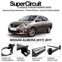 NISSAN ALMERA (N17) 2011 SUPER CIRCUIT Chassis Stablelizer Strengthening Racing Safety Strut Bars