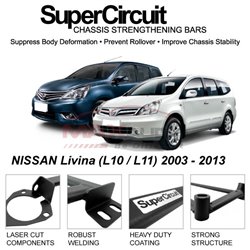 NISSAN Livina (L10 / L11) 2003 - 2013 SUPER CIRCUIT Chassis Stablelizer Strengthening Racing Safety Strut Bars
