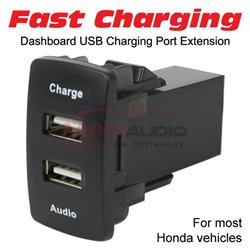 For Most Honda Dual 12V USB Fast Charging With Audio Video Music Media Socket Slot Port Interface Extension