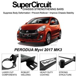 PERODUA Myvi 2017 MK3 SUPER CIRCUIT Chassis Stablelizer Strengthening Racing Safety Strut Bars