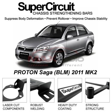 PROTON Saga (BLM) 2011 MK2 SUPER CIRCUIT Chassis Stablelizer Strengthening Racing Safety Strut Bars