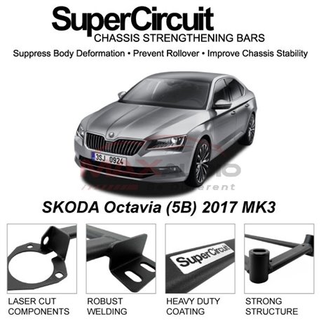 SKODA Octavia (5B) 2017 MK3 SUPER CIRCUIT Chassis Stablelizer Strengthening Racing Safety Strut Bars