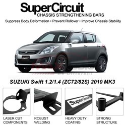 SUZUKI Swift 1.2/1.4 (ZC72/82S) 2010 MK3 SUPER CIRCUIT Chassis Stablelizer Strengthening Racing Safety Strut Bars