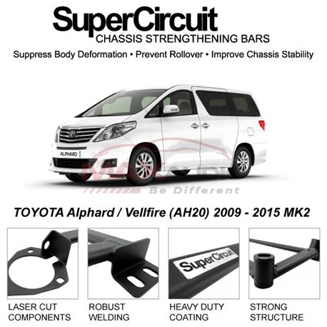 TOYOTA Alphard / Vellfire (AH20) 2009 - 2015 MK2 SUPER CIRCUIT Chassis Stablelizer Strengthening Racing Safety Strut Bars 