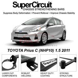 TOYOTA Prius C (NHP10) 1.5 2011 SUPER CIRCUIT Chassis Stablelizer Strengthening Racing Safety Strut Bars