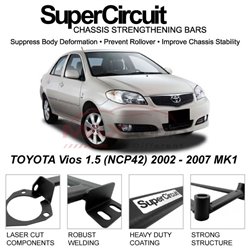 TOYOTA Vios 1.5 (NCP42) 2002 - 2007 MK1 SUPER CIRCUIT Chassis Stablelizer Strengthening Racing Safety Strut Bars