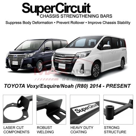 TOYOTA Voxy/Esquire/Noah (R80) 2014 - PRESENT SUPER CIRCUIT Chassis Stablelizer Strengthening Racing Safety Strut Bars