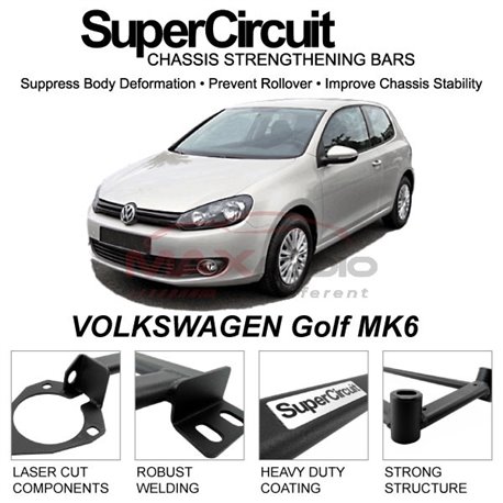 VOLKSWAGEN Golf MK6 SUPER CIRCUIT Chassis Stablelizer Strengthening Racing Safety Strut Bars