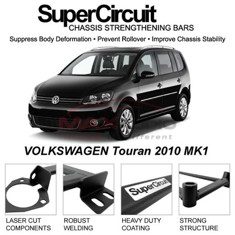 VOLKSWAGEN Touran 2010 MK1 SUPER CIRCUIT Chassis Stablelizer Strengthening Racing Safety Strut Bars