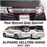 TOYOTA ALPHARD VELLFIRE ANH30 2015 - 2021 Rear Bonnet Gate Premium Chrome Master Black Garnish