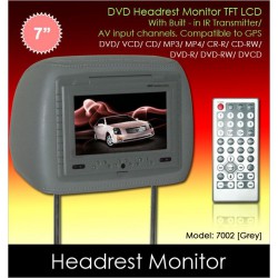 DLAA 7" Grey Leather Headrest TFT Monitor w/ DVD/VCD/MP3/CD [7002-Grey]