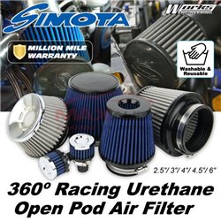 WORKS ENGINEERING USA SIMOTA 2.5" 3" 4" 4.5" 6" Non Woven Fabric Stainless Steel Universal Mini Urethane Open Pod Air Filter