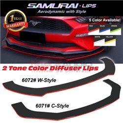 SAMURAI-LIPS 2 Tone Color Universal (C-Style/W-Style) Front Bumper ABS Diffuser Lips Skirt Guard For All Vehicle Car
