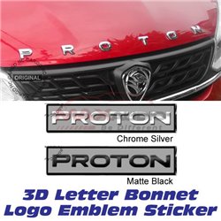 PROTON Premium 3M Bonnet Trunk 3D Logo Wording Alphabet Letter Emblem Sticker (Chrome Silver/ Matte Black)