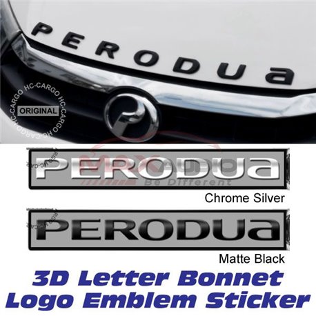 PERODUA Premium 3M Bonnet Trunk 3D Logo Wording Alphabet Letter Emblem Sticker (Chrome Silver/ Matte Black)