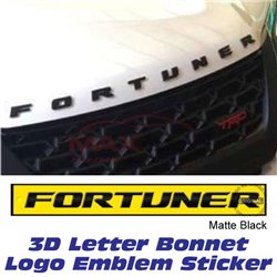 TOYOTA FORTUNER Premium 3M Bonnet Trunk 3D Logo Wording Alphabet Letter Emblem Sticker (Matte Black)