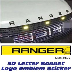 FORD RANGER Premium 3M Bonnet Trunk 3D Logo Wording Alphabet Letter Emblem Sticker (Matte Black)