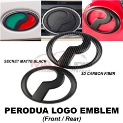 PERODUA No Color Fade Front Rear Wording Flat Matte Black Carbon Fiber Logo Emblem Sticker Marking