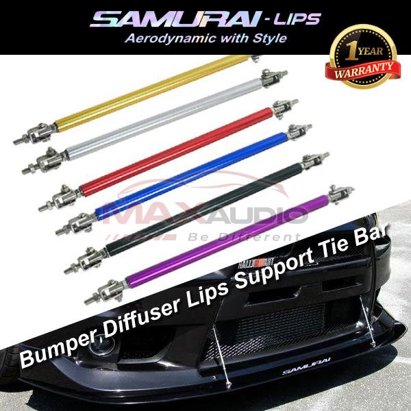 Xotic Tech 2pc Adjustable 8"-11" Front Bumper Lip Splitter Diffuser Strut Rod Tie Bars Fit Most Vehicles [Black