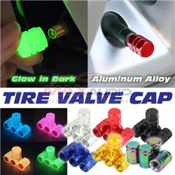 Aluminum Alloy Luminous Glow In Dark Air Valve Caps Cover Tire Wheels for Car Motorcycles Bike Bicycles