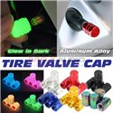 Aluminum Alloy Luminous Glow In Dark Air Valve Caps Cover Tire Wheels for Car Motorcycles Bike Bicycles