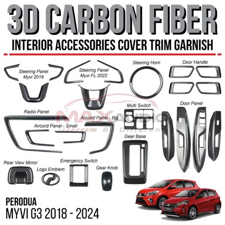 Buy PERODUA MYVI G3 2018 2024 Carbon Fiber Interior Accessories