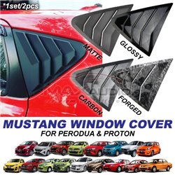 MOST PERODUA PROTON Mustang Style ABS 3D Side Window Triangle Glass Air Vent Louver Cover Guard Protector (Pair)