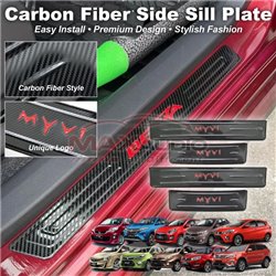 MOST PERODUA PROTON Premium Carbon Fiber Stainless Steel Anti-Scratch Car Door Side SIll Step Plate Sticker Protector