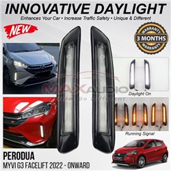 PERODUA MYVI G3 FACELIFT 2022 - 2024 3in1 Front Bumper Super Bright LED Daytime Running Light DRL with Sequential Signal