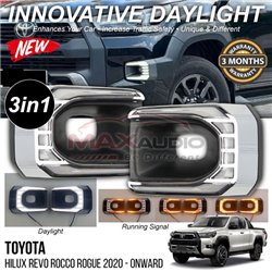 TOYOTA HILUX REVO ROCCO ROGUE 2020 - Onward 3in1 Front Bumper LED Daytime Running Light DRL with Running Turn Signal