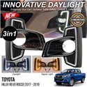 TOYOTA HILUX REVO ROCCO 2017 - 2019 3in1 Front Bumper Fog Lamp Cover LED Daytime Running Light DRL with Turn Signal