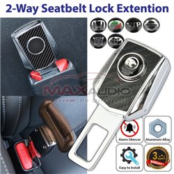 Universal 2-Way Carbon Fiber Metal Safety Seatbelt Seat Belt Car Alarm Warning Sound Stopper Buckles Lock Clip Extension