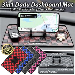 3in1 Multifunction Checkmate Dice Dadu Non-Slip Temporary Parking Number Phone Holder Stand Car Dashboard Mat Tray Pad