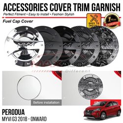 Fuel Cap Cover PERODUA MYVI G3 2018 - 2024 Chrome Matte Glossy Forged Carbon Black Garhish Trim