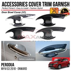 Door Bowl Cover (V1) PERODUA MYVI G3 2018 - 2024 Chrome Matte Glossy Forged Carbon Black Garhish Trim