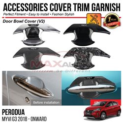 PERODUA MYVI G3 2018 - 2024 Door Bowl Cover (V2) Chrome Matte Glossy Forged Carbon Black Garnish Trim