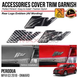 PERODUA MYVI G3 2018 - 2024 Rear AV Advance Logo Emblem Chrome Matte Glossy Forged Carbon Black Garnish Trim