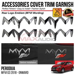 Rear MYVI Wording Logo Emblem PERODUA MYVI G3 2018 - 2024 Chrome Matte Glossy Forged Carbon Black Trim