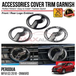 PERODUA MYVI G3 2018 - 2024 Front Rear Logo Emblem Chrome Matte Glossy Forged Carbon Black Garnish Trim