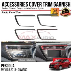 PERODUA MYVI G3 2018 - 2024 Dashboard Radio Panel Trim Chrome Matte Glossy Forged Carbon Black Garnish Trim