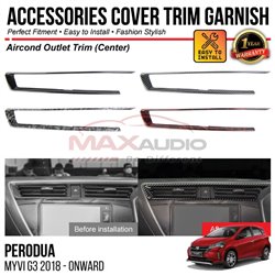 PERODUA MYVI G3 2018 - 2024 Aircond Outlet Trim Center Chrome Matte Glossy Forged Carbon Black Garnish Trim