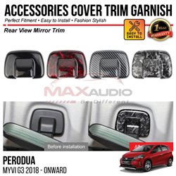 PERODUA MYVI G3 2018 - 2024 Rear View Mirror Trim Chrome Matte Glossy Forged Carbon Black Garnish Trim