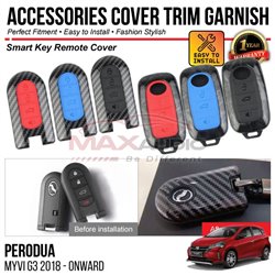 PERODUA MYVI G3 2018 - 2024 Smart Entry Key Remote Control Cover Chrome Matte Glossy Forged Carbon Black Garnish Trim