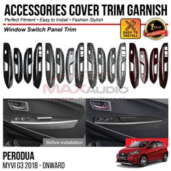 PERODUA MYVI G3 2018 - 2024 Window Switch Panel Cover Chrome Matte Glossy Forged Carbon Black Garnish Trim