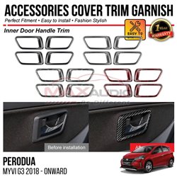 PERODUA MYVI G3 2018 - 2024 Inner Door Handle Cover Chrome Matte Glossy Forged Carbon Black Garnish Trim