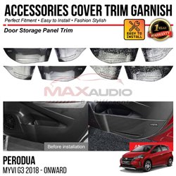 PERODUA MYVI G3 2018 - 2024 Door Storage Panel Trim Chrome Matte Glossy Forged Carbon Black Garnish Cover