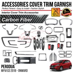 PERODUA MYVI G3 2018 - 2024 Carbon Fiber Interior Accessories Play and Play Garnish Cover Trim Premium