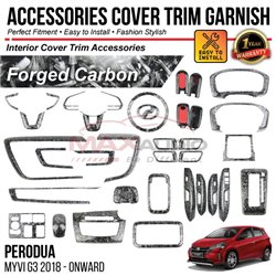 PERODUA MYVI G3 2018 - 2024 Forged Carbon Interior Accessories Play and Play Garnish Cover Trim Premium