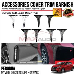 PERODUA MYVI G3 FACELIFT 2022 - ONWARD Front Bumper LED Lamp Outer Trim Chrome Matte Glossy Forged Carbon Black Garnish