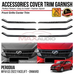 PERODUA MYVI G3 FACELIFT 2022 - ONWARD Front Grille Center Trim Chrome Matte Glossy Forged Carbon Black Garnish Cover